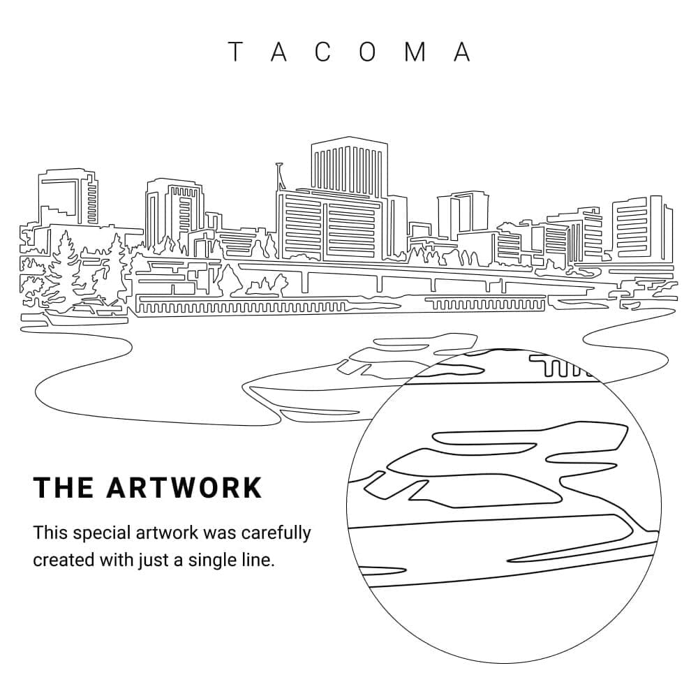 Tacoma WA Vector Art - Single Line Art Detail Tacoma WA Vector Art - Single Line Art Detail