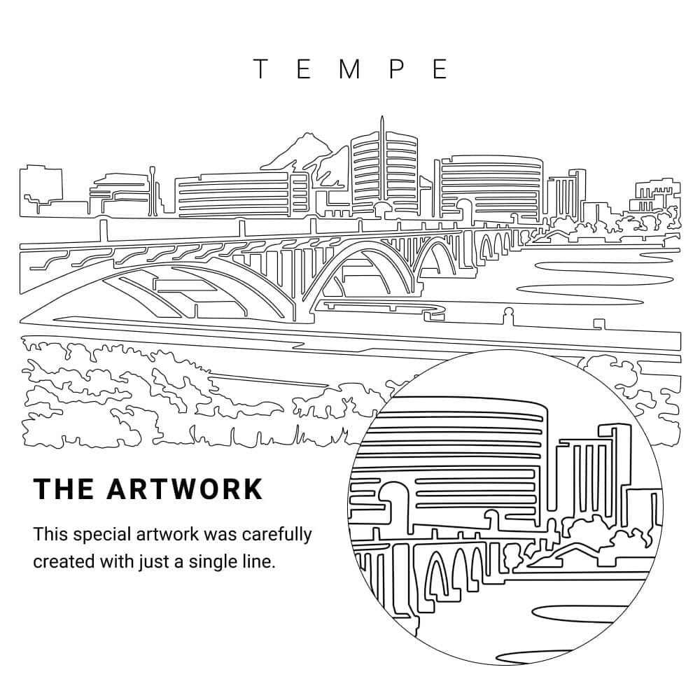 Tempe AZ Skyline Vector Art - Single Line Art Detail Tempe AZ Skyline Vector Art - Single Line Art Detail