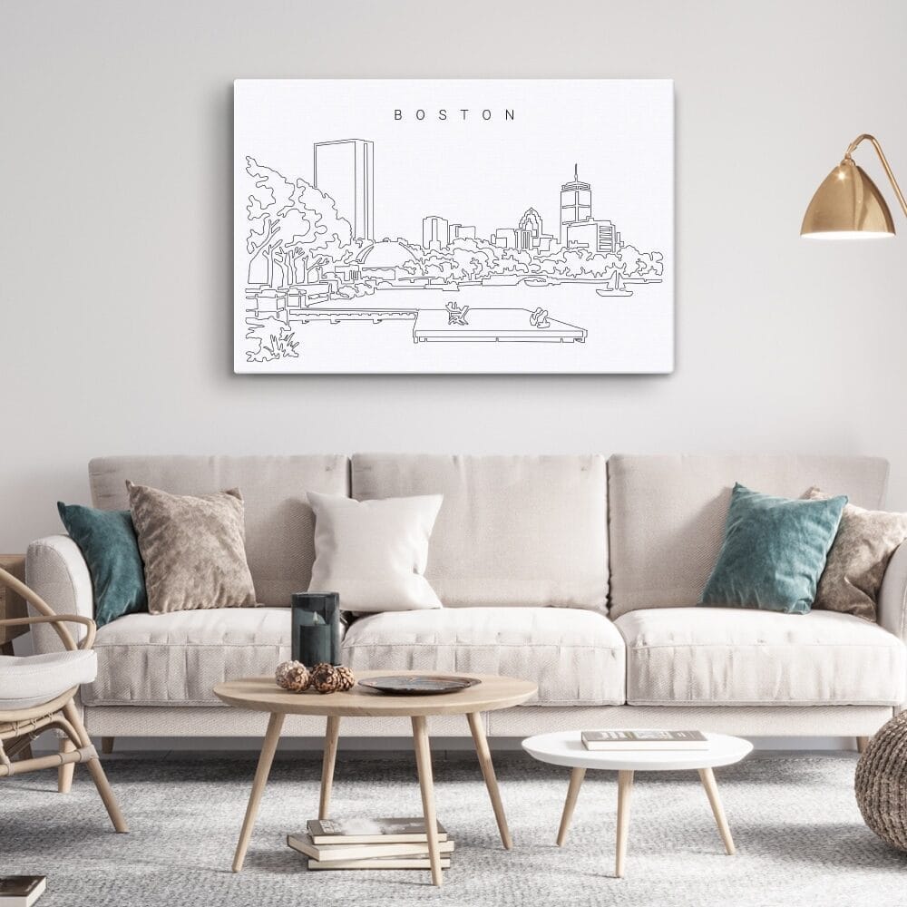 Boston Charles River Esplanade Canvas Art Print - Living Room Boston Charles River Esplanade Canvas Art Print - Living Room