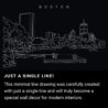 Boston Charles River Esplanade One Line Drawing Art - Dark
