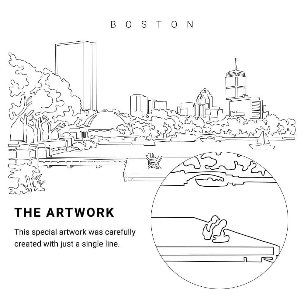 Boston Esplanade Vector Art - Single Line Art Detail Boston Esplanade Vector Art - Single Line Art Detail