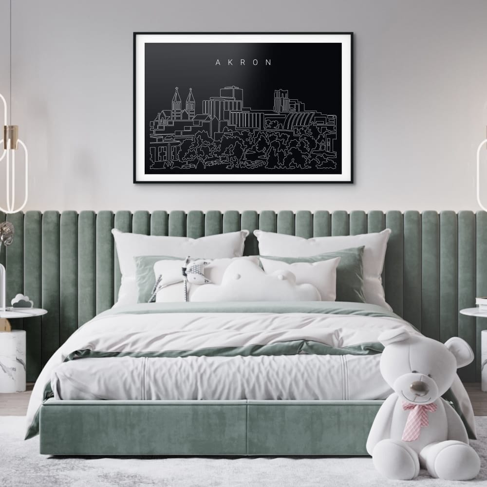 Akron Skyline Art Print for Bedroom - Dark Akron Skyline Art Print for Bedroom - Dark