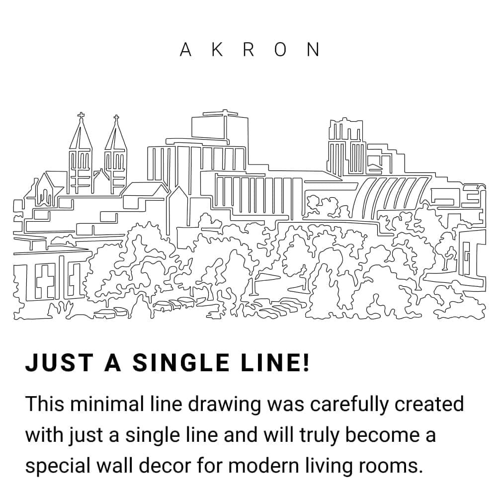 Akron Skyline Continuous Line Drawing Art Work Akron Skyline Continuous Line Drawing Art Work