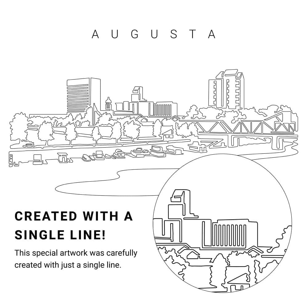Augusta Georgia Vector Art - Single Line Art Detail Augusta Georgia Vector Art - Single Line Art Detail