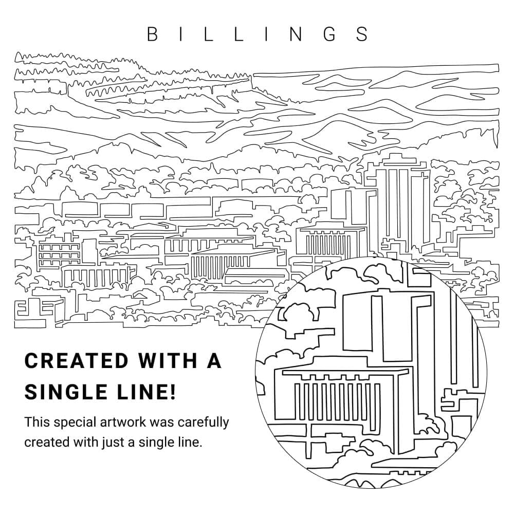 Billings Montana Vector Art - Single Line Art Detail Billings Montana Vector Art - Single Line Art Detail