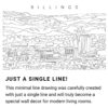 Billings Skyline Continuous Line Drawing Art Work
