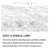 Billings Skyline Continuous Line Drawing Art Work