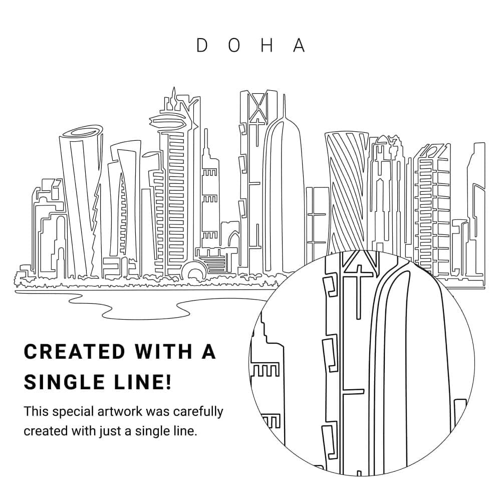 Doha Qatar Vector Art - Single Line Art Detail Doha Qatar Vector Art - Single Line Art Detail