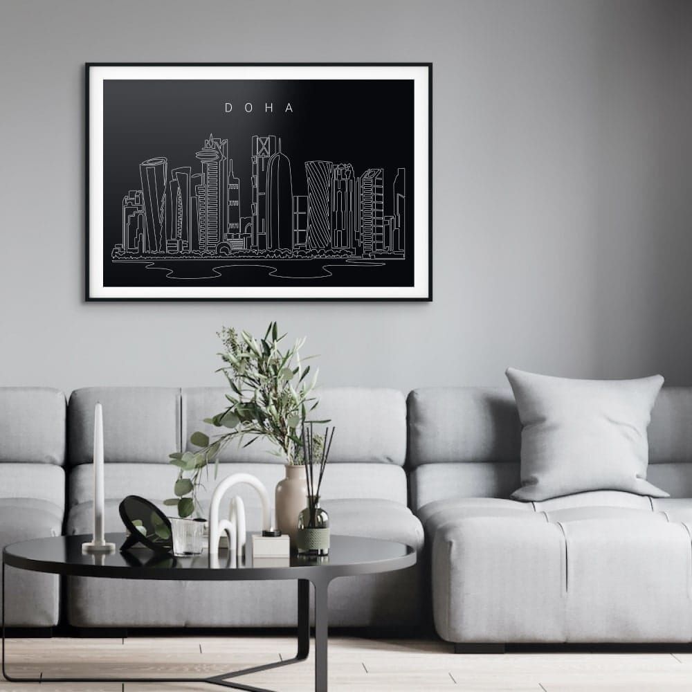 Doha Skyline Art Print for Living Room - Dark Doha Skyline Art Print for Living Room - Dark