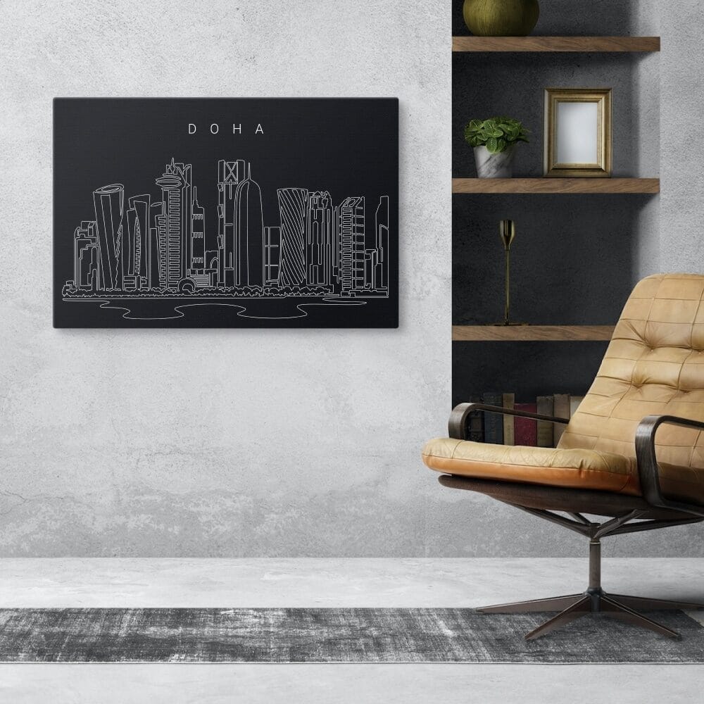 Doha Skyline Canvas Art Print - office - Dark Doha Skyline Canvas Art Print - office - Dark