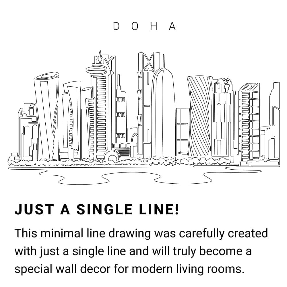 Doha Skyline Continuous Line Drawing Art Work Doha Skyline Continuous Line Drawing Art Work