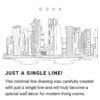 Doha Skyline Continuous Line Drawing Art Work