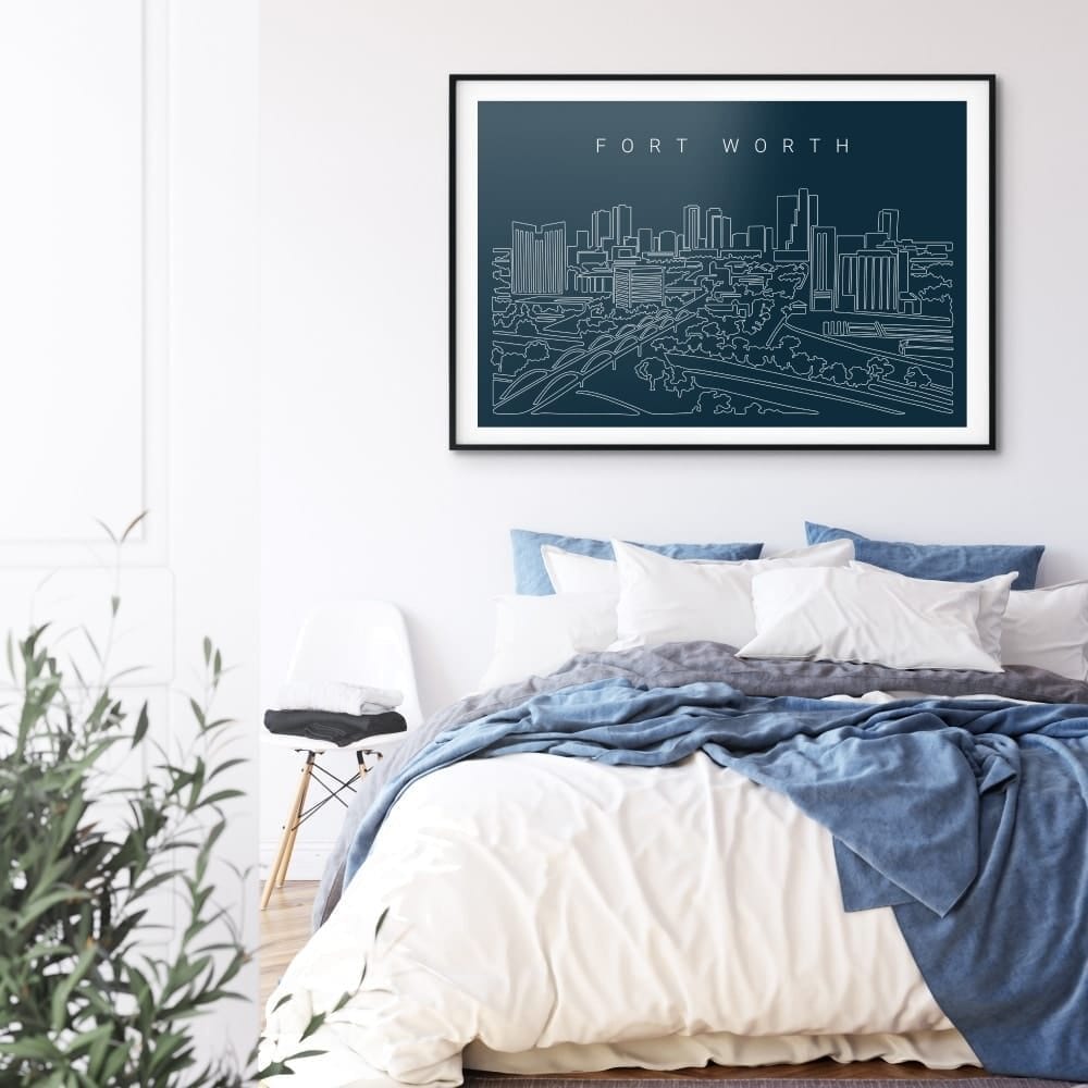 Fort Worth Skyline Art Print for Bed Room - Dark Fort Worth Skyline Art Print for Bed Room - Dark