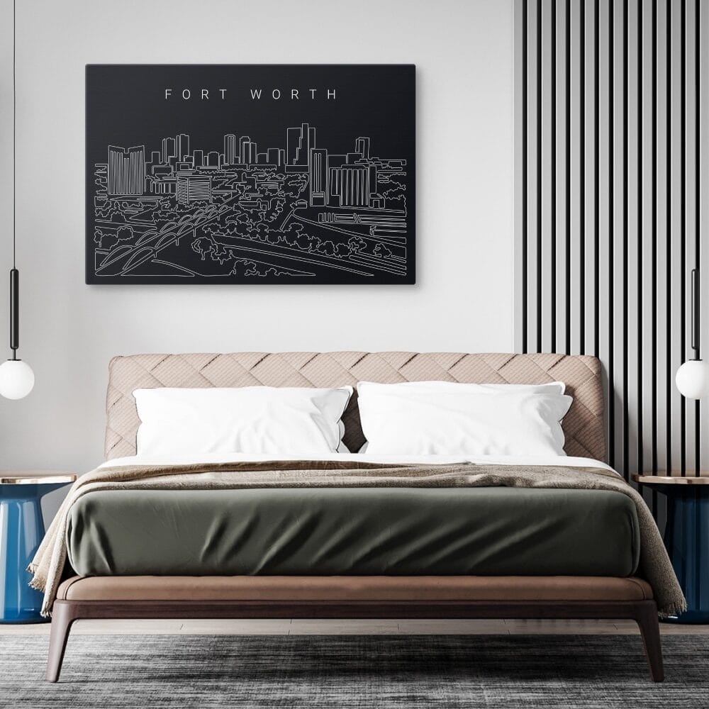 Fort Worth Skyline Canvas Art Print - Bed Room - Dark Fort Worth Skyline Canvas Art Print - Bed Room - Dark