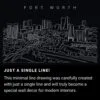 Fort Worth Skyline One Line Drawing Art - Dark