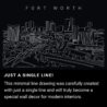 Fort Worth Skyline One Line Drawing Art - Dark