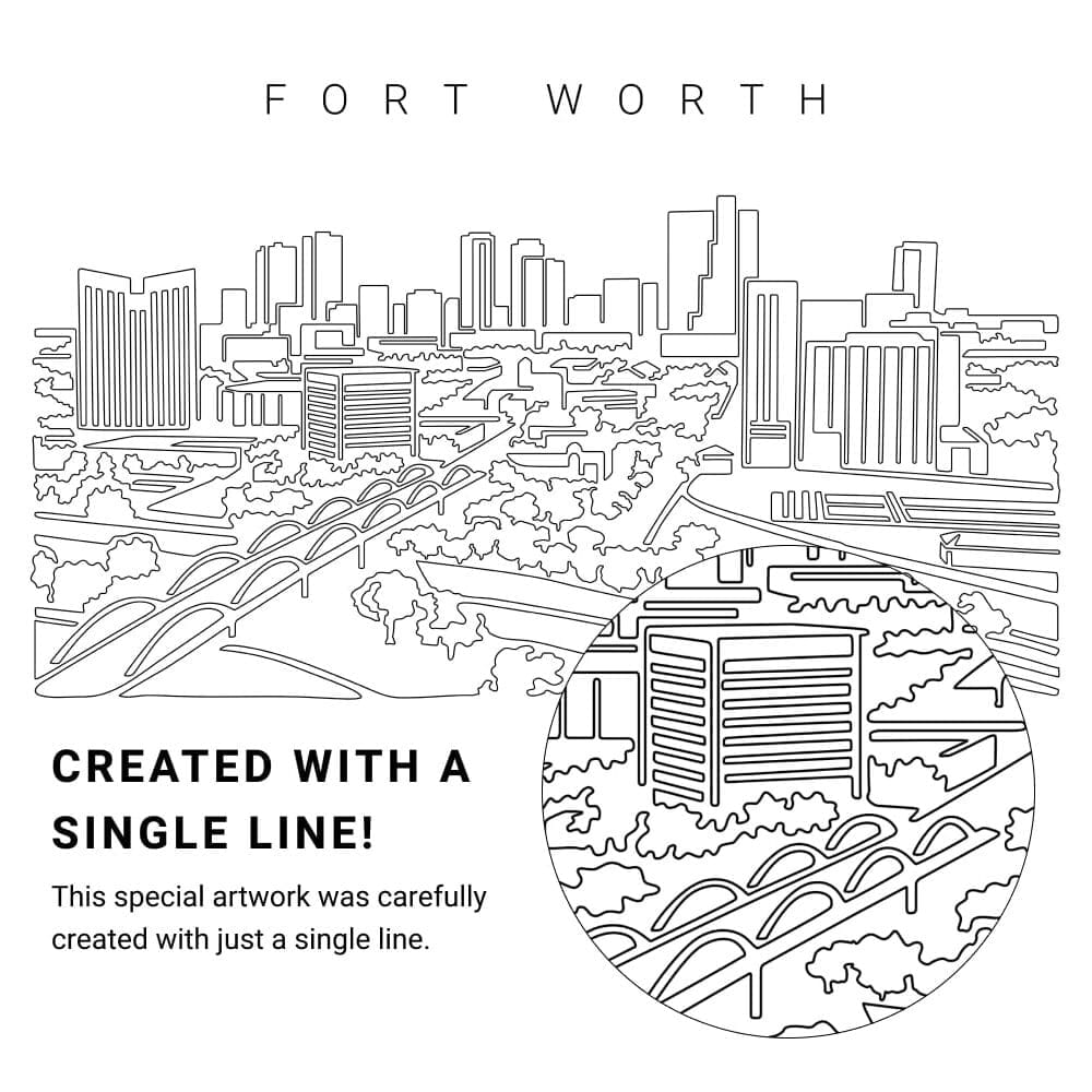 Fort Worth Vector Art - Single Line Art Detail Fort Worth Vector Art - Single Line Art Detail