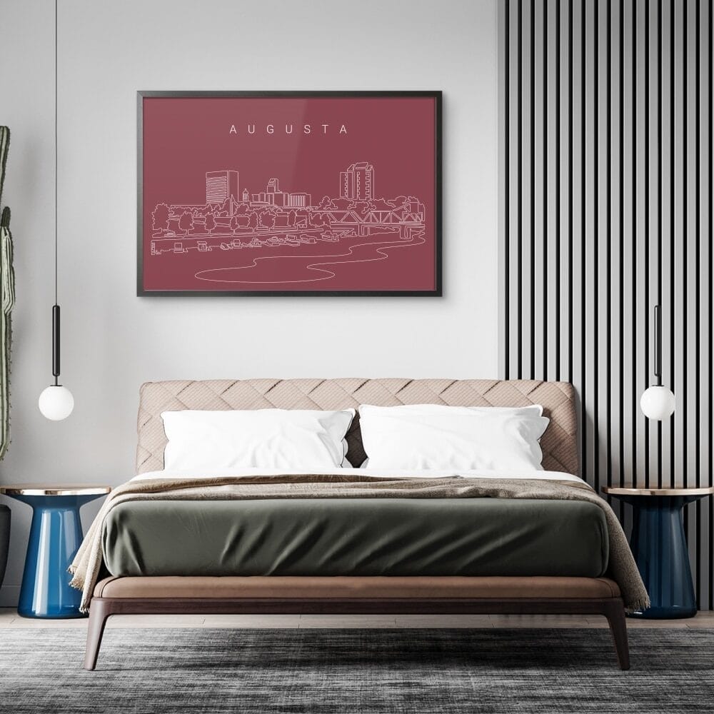 Framed Augusta Skyline Wall Art for Bed Room - Dark Framed Augusta Skyline Wall Art for Bed Room - Dark