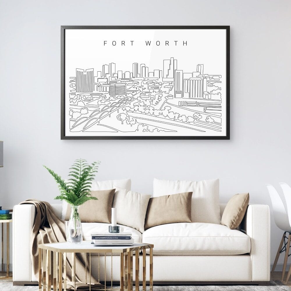 Framed Fort Worth Skyline Wall Art for Living Room Framed Fort Worth Skyline Wall Art for Living Room