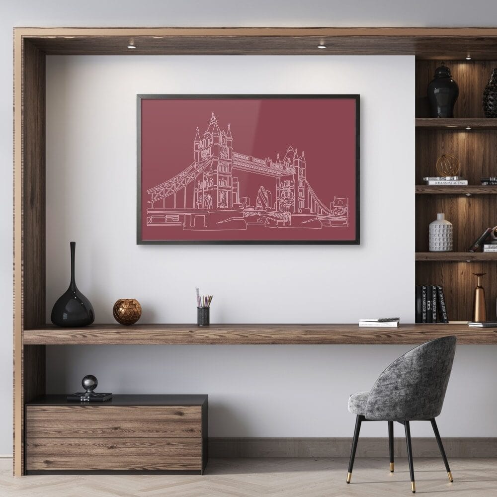 Framed London Bridge Wall Art for Home Office - Dark Framed London Bridge Wall Art for Home Office - Dark