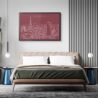 Framed Tokyo Skyline Wall Art for Bed Room - Dark