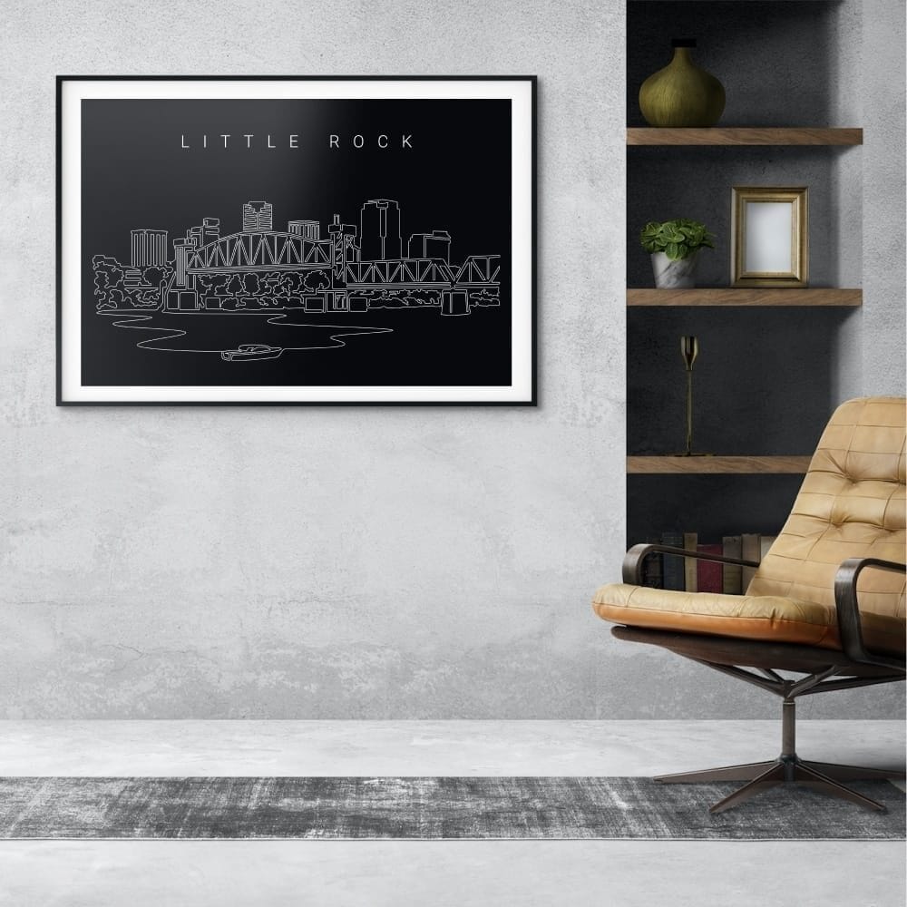 Little Rock Skyline Art Print for Office - Dark Little Rock Skyline Art Print for Office - Dark