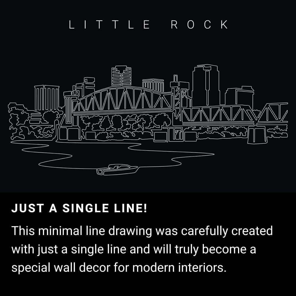 Little Rock Skyline _ One Line Drawing Art - Dark Little Rock Skyline _ One Line Drawing Art - Dark