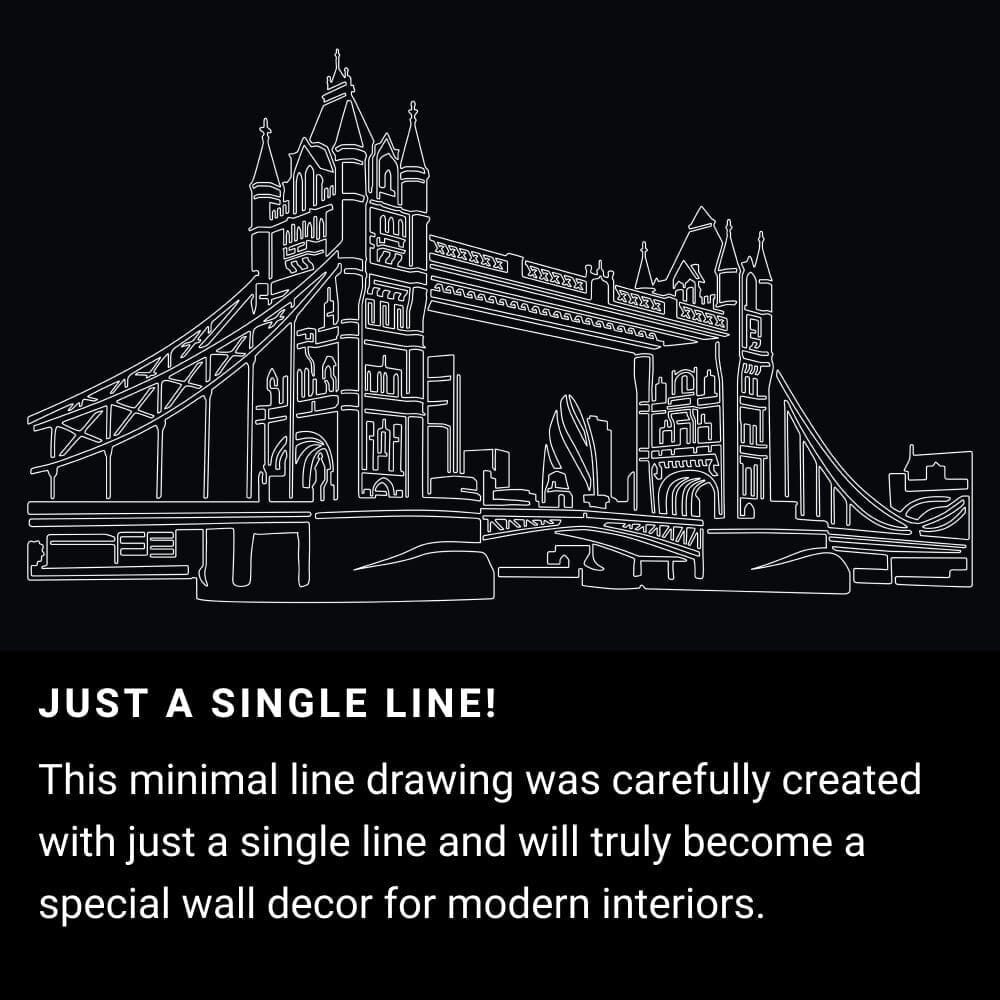 London Bridge One Line Drawing Art - Dark London Bridge One Line Drawing Art - Dark