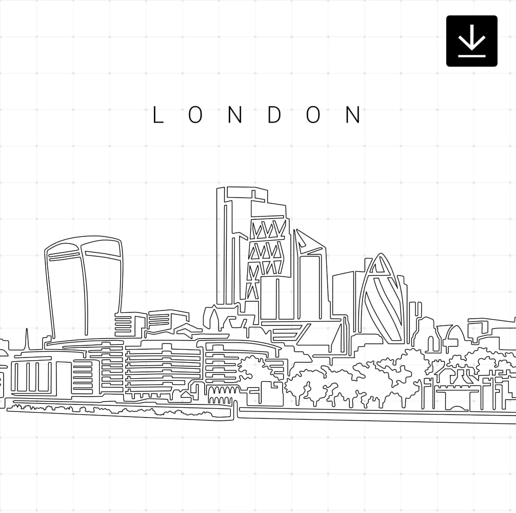 London Business District Skyline Vector Art – Digital Download