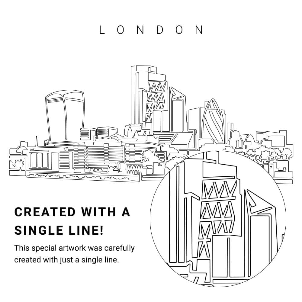 London Business District Skyline Vector Art - Single Line Art Detail London Business District Skyline Vector Art - Single Line Art Detail