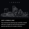 London Skyline One Line Drawing Art - Dark