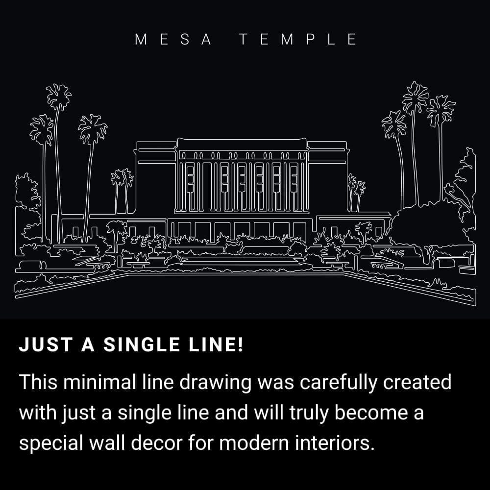 Mesa Temple One Line Drawing Art - Dark Mesa Temple One Line Drawing Art - Dark