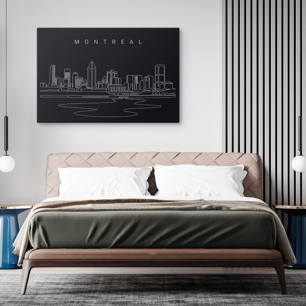 Montreal Skyline Canvas Art Print - Bed Room - Dark Montreal Skyline Canvas Art Print - Bed Room - Dark