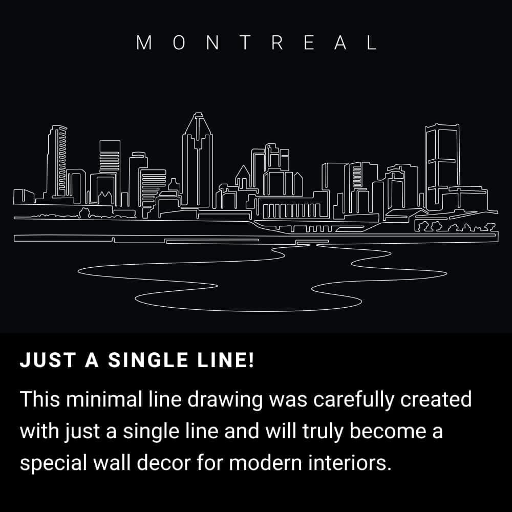 Montreal Skyline One Line Drawing Art - Dark Montreal Skyline One Line Drawing Art - Dark