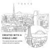 Tokyo Japan Vector Art - Single Line Art Detail