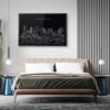 Framed Phoenix AZ Skyline Wall Art for Bed Room - Dark