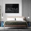 Framed Phoenix AZ Skyline Wall Art for Bed Room - Dark