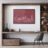 Framed Tulsa Skyline Wall Art for Home Office - Dark