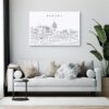 Fresno Skyline Canvas Art Print - Living Room