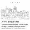 Fresno Skyline Continuous Line Drawing Art Work