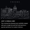 Fresno Skyline One Line Drawing Art - Dark