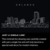 Orlando Florida One Line Drawing Art - Dark