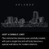 Orlando Florida One Line Drawing Art - Dark