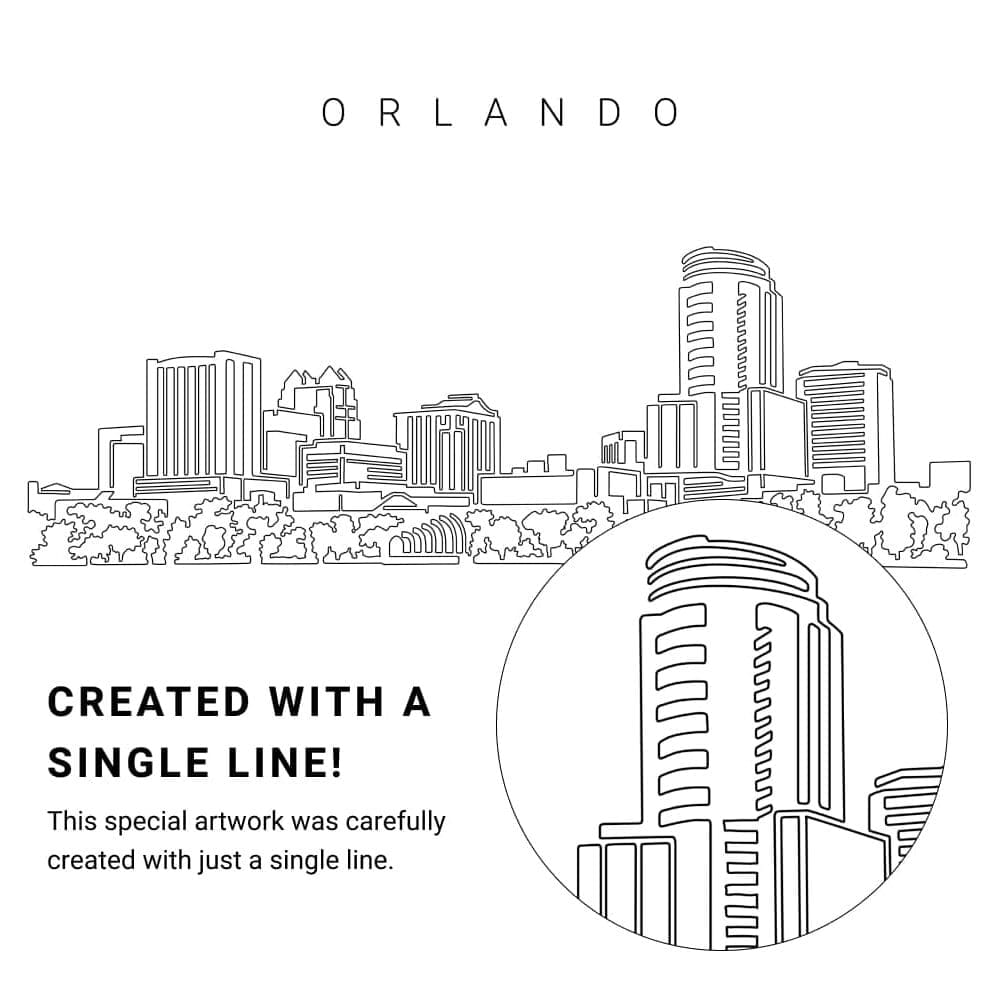 Orlando Florida Vector Art - Single Line Art Detail Orlando Florida Vector Art - Single Line Art Detail