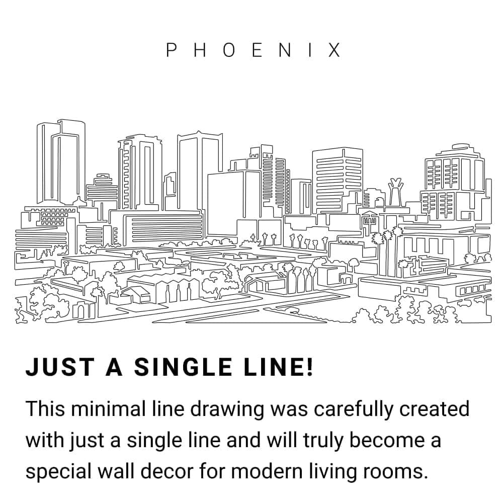 Phoenix AZ Skyline Continuous Line Drawing Art Work Phoenix AZ Skyline Continuous Line Drawing Art Work