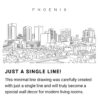 Phoenix AZ Skyline Continuous Line Drawing Art Work