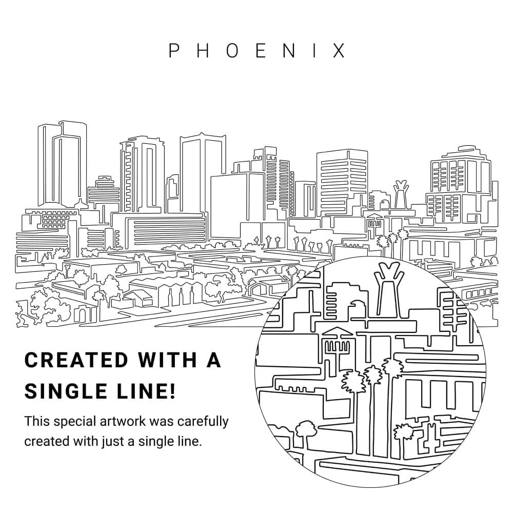 Phoenix AZ Vector Art - Single Line Art Detail Phoenix AZ Vector Art - Single Line Art Detail