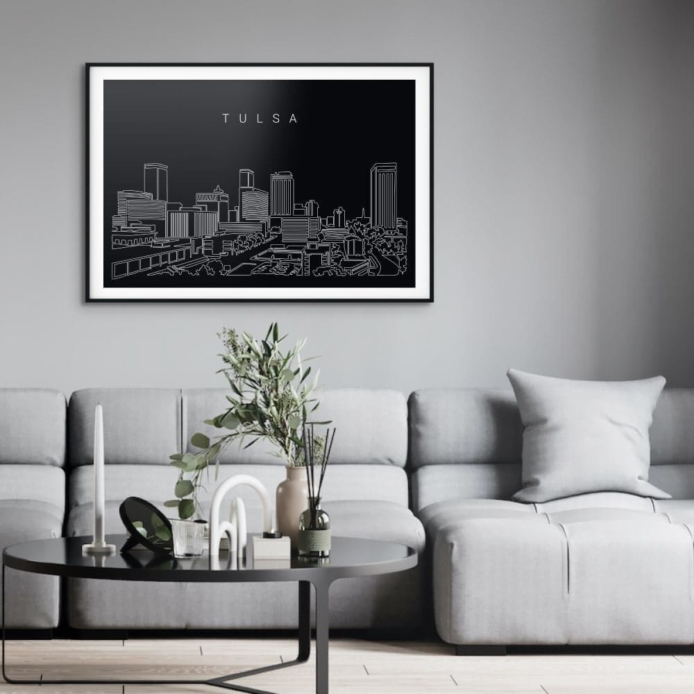 Tulsa Skyline Art Print for Living Room - Dark Tulsa Skyline Art Print for Living Room - Dark