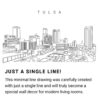 Tulsa Skyline Continuous Line Drawing Art Work