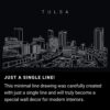 Tulsa Skyline One Line Drawing Art - Dark